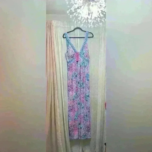 NWT Lilly Pulitzer Sz 10 Serena V-Neck Maxi Item# 10 - Picture 4 of 9